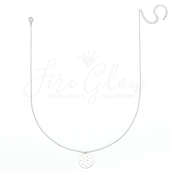 Silver Studded Disc Pendant Necklace - Picture 6 of 8